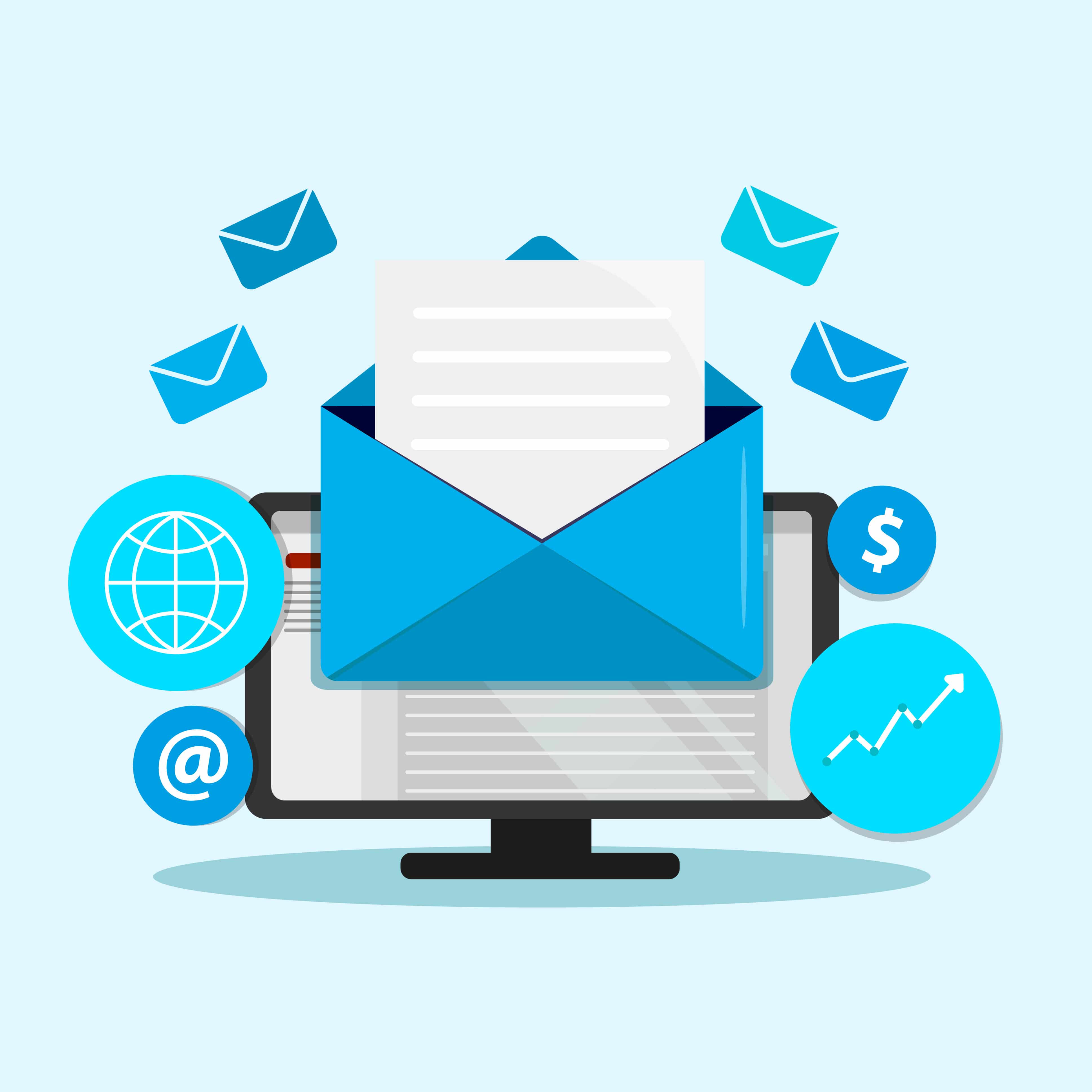 Email marketing campaign Email marketing campaign with updates and welcome letters